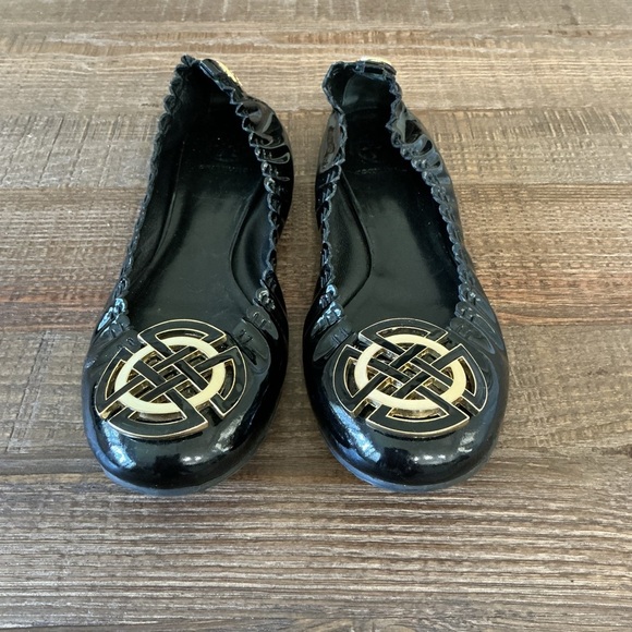 Tory Burch Shoes - Tory Burch Black Ballerina Flats with Gold Accents